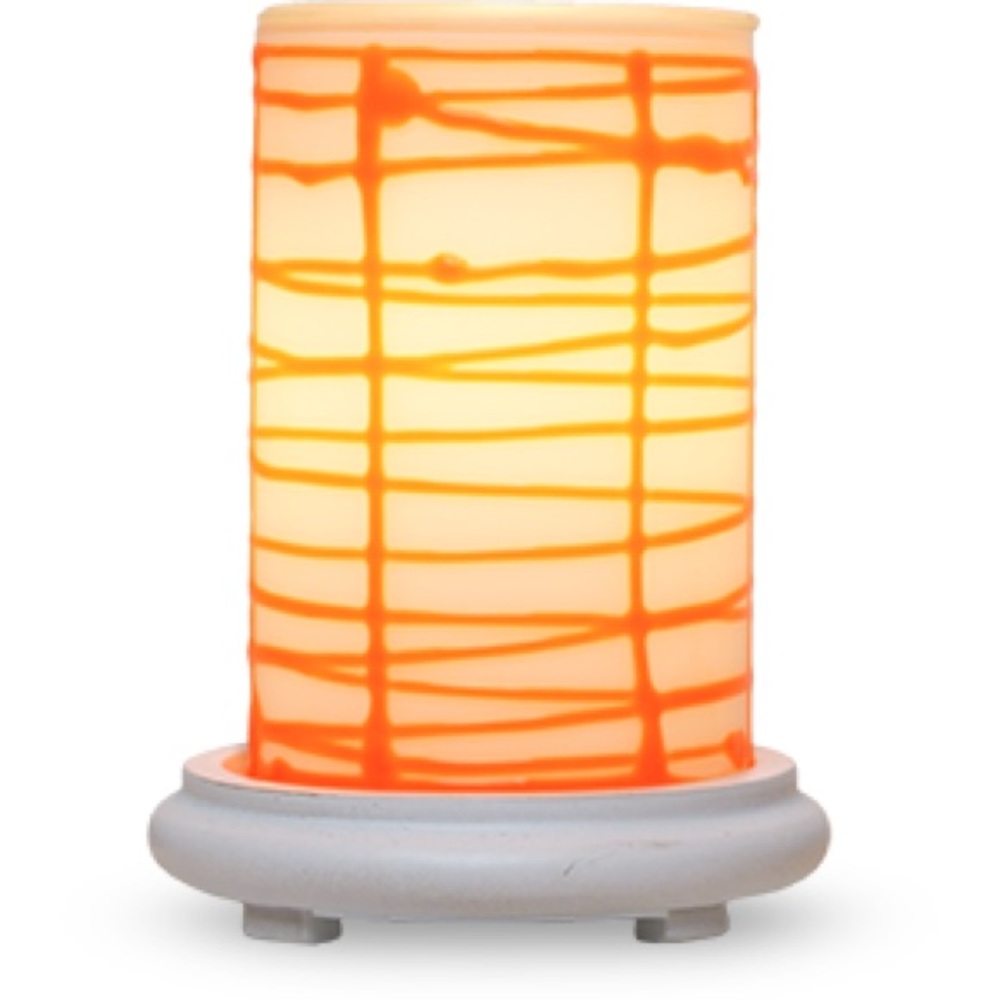 Neon Orange Simmering Light with Antique White Base